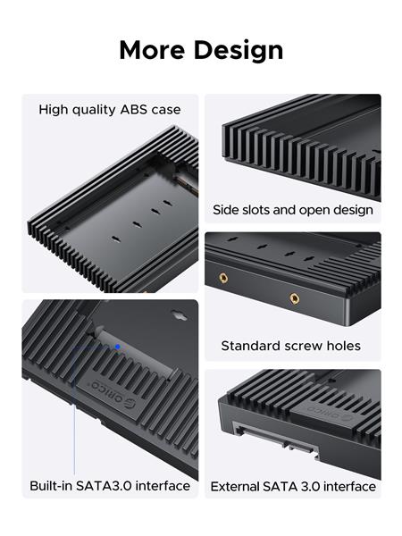 Orico D2SS-6G 2.5" to 3.5" Hard Drive Adapter Converter Mounting Frame Tray for 7/9.5/12.5mm 2.5" HDD/SSD ,Black(Open Box)