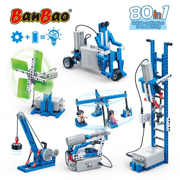 BanBao BASIC POWER MACHINERY Set 80-in-1 Models (614-piece) | STEAM Ed