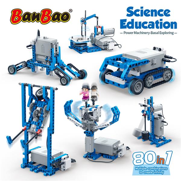 BanBao BASIC POWER MACHINERY Set 80-in-1 Models (614-piece) | STEAM Ed