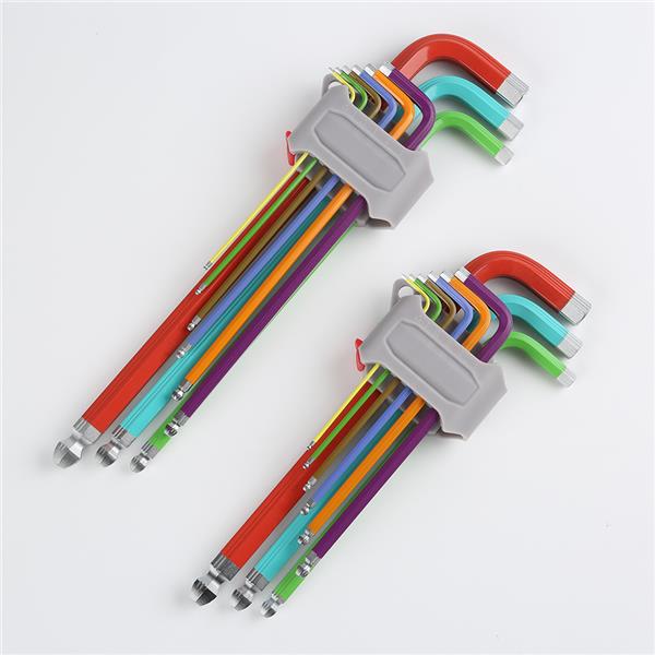 King'sdun KS-202002 9 Pieces S2 Medium-length Ball Head Hexagonal Wrench Set, Colorful.