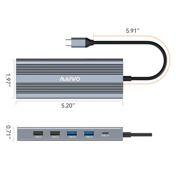 Maiwo 12-in-1 USB-C 100W Docking Station for 4K Dual Monitor(Open Box)