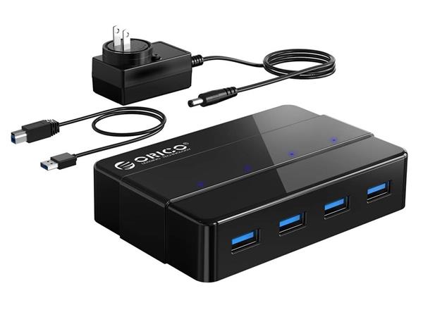 Orico 4-Port USB 3.0 Hub, 12V 2A Power Adapter, Dual Mode Power Supply