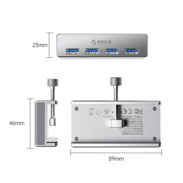 Orico 4-Port USB 3.0 Clip-Type Hub with 5ft USB-A Extension Cable