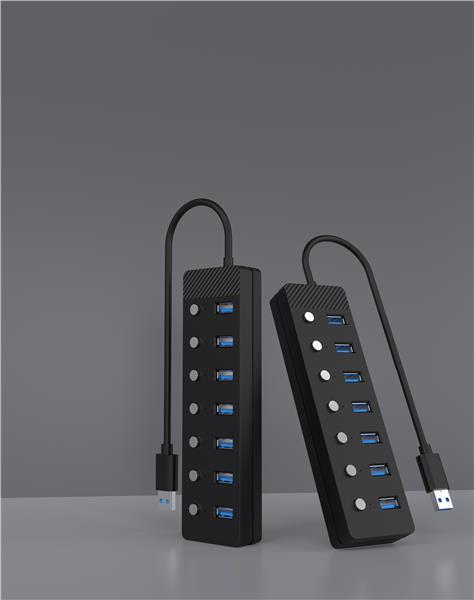 iCAN 7-Port USB 3.0 Hub with LED Individual Power Switches(Open Box)