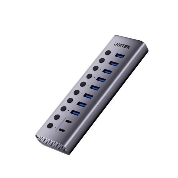 UNITEK 10-Port USB Hub with 36W Power Adapter and USB-A/C Connectors