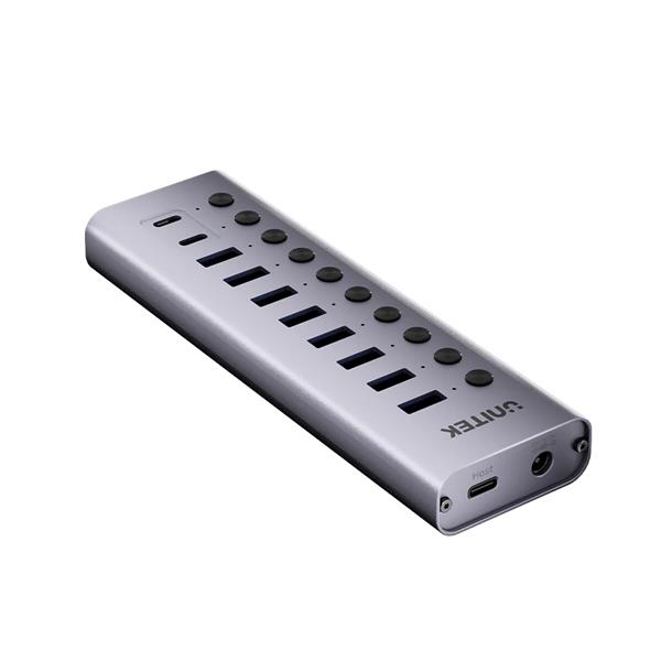 UNITEK 10-Port USB Hub with 36W Power Adapter and USB-A/C Connectors