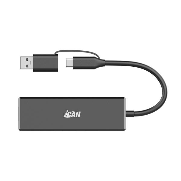 iCAN 4-Port USB 3.0 Ultra Slim Hub with USB-A/C Connectors