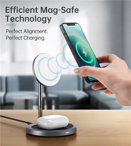 Choetech MFM 2-in-1 Magnetic Wireless Charger, 100cm Cable