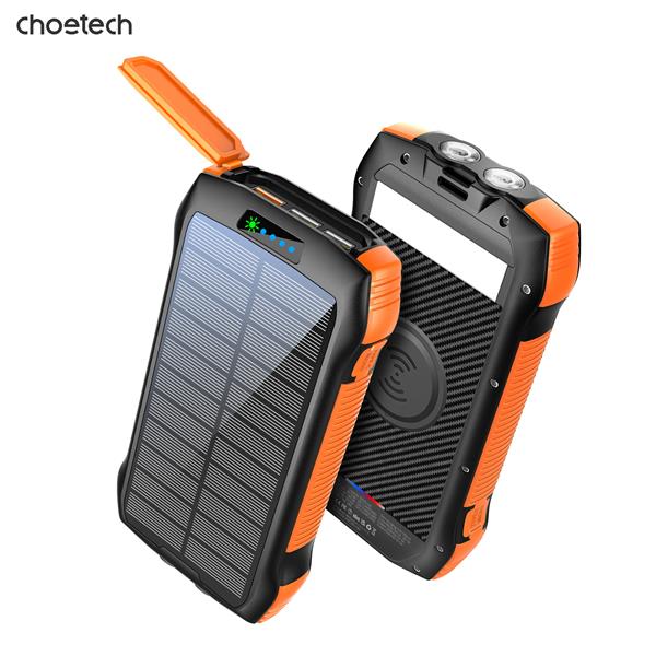 Choetech 20000mAh 45W Solar Wireless Power Bank, 4 Outputs + 2 Inputs