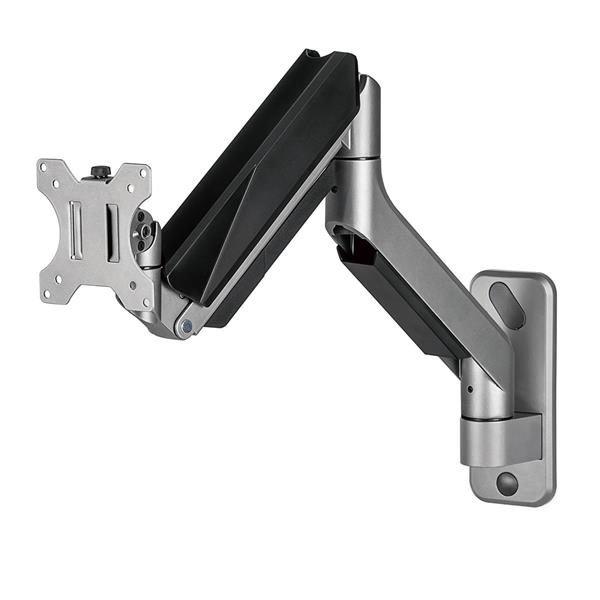 Brateck LDA39-1112 17"-35" Heavy-Duty Gas Spring Monitor Wall Mount, Vesa 100x100,75x75, Max Load 15 KG, Dark Grey.