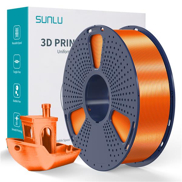 Sunlu 1.75mm, 1kg/spool, Silk PLA+ filament (Orange)