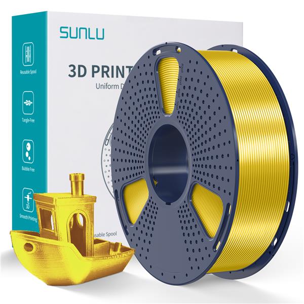 Sunlu 1.75mm, 1kg/spool, Silk PLA+ filament (Yellow)(Open Box)