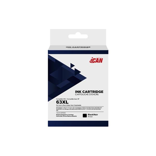 iCAN Compatible with HP 63XL Black Ink Cartridge(Open Box)