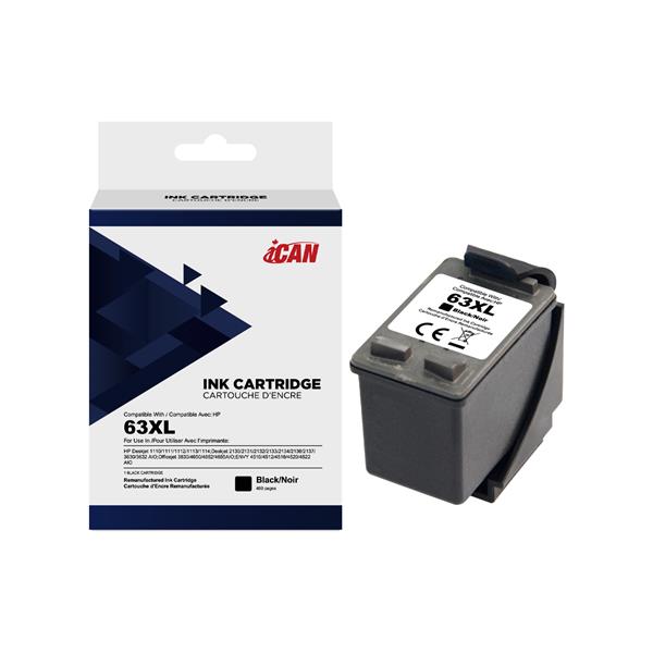 iCAN Compatible with HP 63XL Black Ink Cartridge(Open Box)