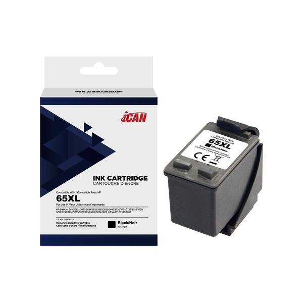 iCAN Compatible Ink Cartridge Replacement for HP 65XL BK