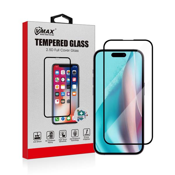 VMAX 2.5D Full Cover Tempered Glass for iPhone 15 Plus 6.7''