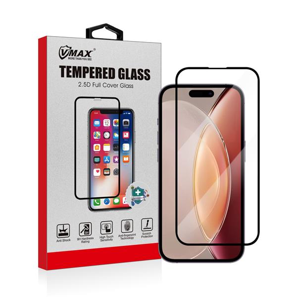 VMAX 2.5D Full Cover Tempered Glass for iPhone 15 Pro 6.1''