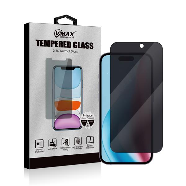 VMAX 0.33mm 2.5D Privacy Tempered Glass for iPhone 15 & Pro 6.1''