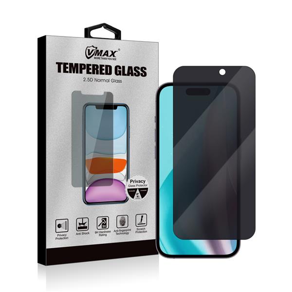 VMAX 0.33mm 2.5D Privacy Tempered Glass for iPhone 15 Plus & Pro Max