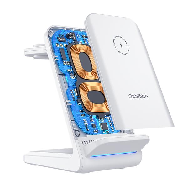 Choetech 3-in-1 15W Wireless Charger Stand, Detachable Watch Charger