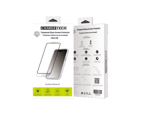 ChargeTech Ultra HD Tempered Glass Screen Protector for iPhone 15