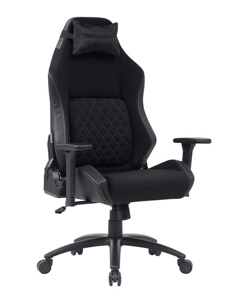 iCAN Fabric Gaming Chair, High Density Mould Foam and New Foam, 3D Armrests, 350MM KD Metal Base, 63MM Nylon Caster, Adjustable Backrest. Black