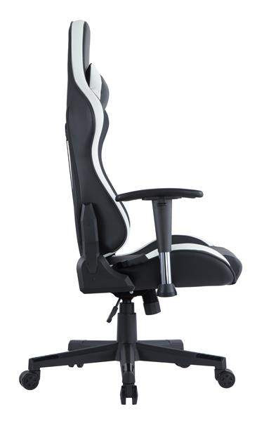 iCAN Ergonomic Gaming Chair, PVC Cover, Shaping Foam + Original Foam,  2D Armrests, 350mm Nylon Base, 60mm PU Caster, Class 4 Gas Lift. Black & White