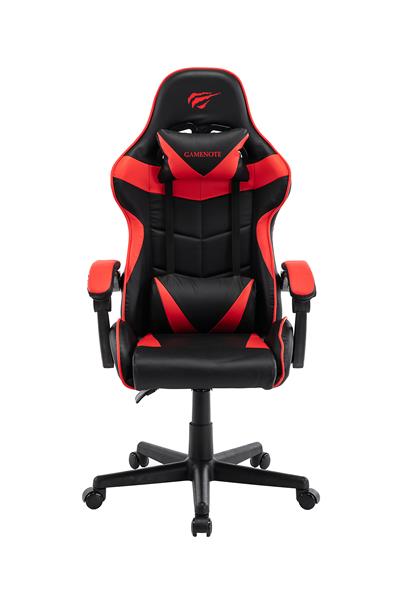 Havit Gaming Chair, PVC Leather + Shaping Foam, Fixed PU Padded with polyester Armrest, Nylon Base & PU Castor, Black & Red