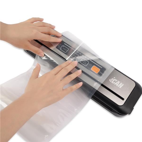 iCan Vacuum Sealer with LED Indicator, Display Operation Process & 304 Stainless Steel Panel for Easy Cleaning, Black+Stainless.