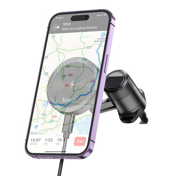 HOCO Metal Magnetic Wireless Fast Charging Car Holder, Air Outlet