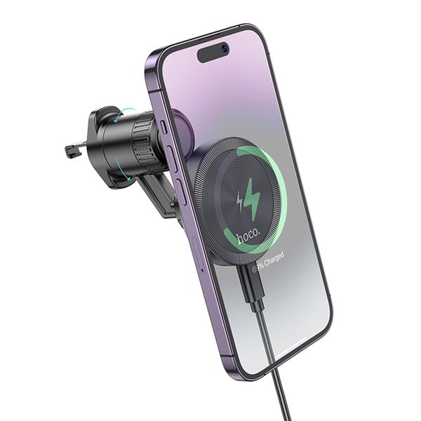 HOCO Metal Magnetic Wireless Fast Charging Car Holder, Air Outlet