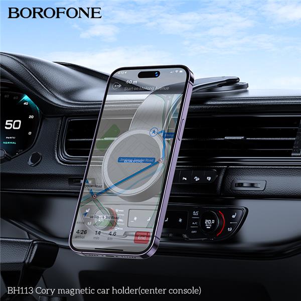 BOROFONE Cory magnetic car holder(center console), Black(Open Box)