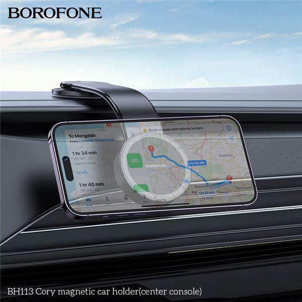 BOROFONE Cory magnetic car holder(center console), Black(Open Box)