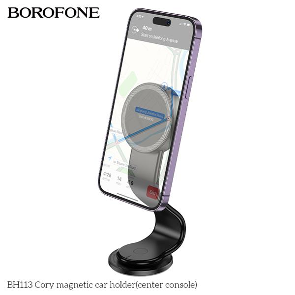 BOROFONE Cory magnetic car holder(center console), Black(Open Box)