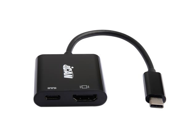 iCAN Type C to HDMI 4k@30Hz + Type C Charging/PD 2-in-1 Adapter, Black