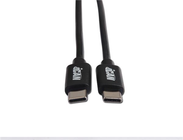 iCAN USB 2.0 Type C To Type C Cable, M/M, 3ft, Black(Open Box)