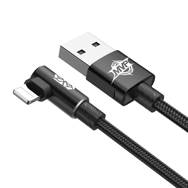 BASEUS MVP 90° Angle Lightning Cable, 1.5A, 2M, Black