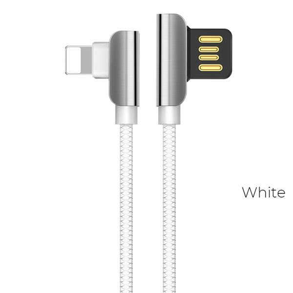 HOCO Exquisite Steel Lightning USB Cable, 1.2M, White