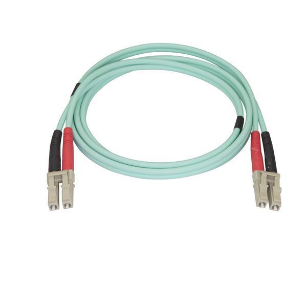 StarTech.com Aqua OM4 Duplex Multimode Fiber - 1m / 3 ft - 100 Gb - 50/125 - OM4 Fiber - LC to LC Fiber Patch Cable - Connect 40GBase-SR4, 100GBase-SR10, SFP+ and QSFP+ transceivers in 40 and 100 Gigabit networks - Aqua OM4 Duplex Multimode Fiber - OM4 Fiber - 1m LC to LC Fiber Patch Cable - MM Fiber Optic Cable - Multimode Duplex Fiber Optic Cable - LC Fiber Cable