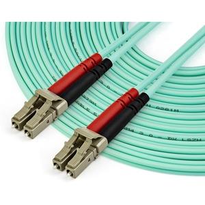 StarTech 10m OM4 LC to LC Multimode Duplex Fiber Optic Patch Cable- Aqua - 50/125 - Fiber Optic Cable - 40/100Gb - LSZH (450FBLCLC10) - LC to LC Multimode Duplex Fiber Optic Patch cable connects with SFP+ and QSFP+ transceivers in 40/100 Gigabit networks - LOMMF is ideal for 850nm/1350nm VCSEL & LED sources - Backwards compatible with 50/125 equipment - LSZH flame retardant jacket