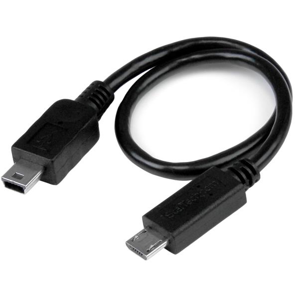 STARTECH 8 in USB OTG Cable Micro to Mini USB for Tablet, Smartphone