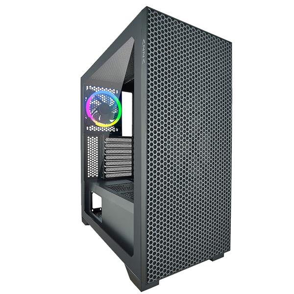 AZZA HIVE 440 ATX Gaming Computer Case, Tempered Glass Side Window, USB3.0 2*USB2.0, 12cm Digital RGB Fan, RGB SYNC with MB, P/N: CSAZ-450 Black