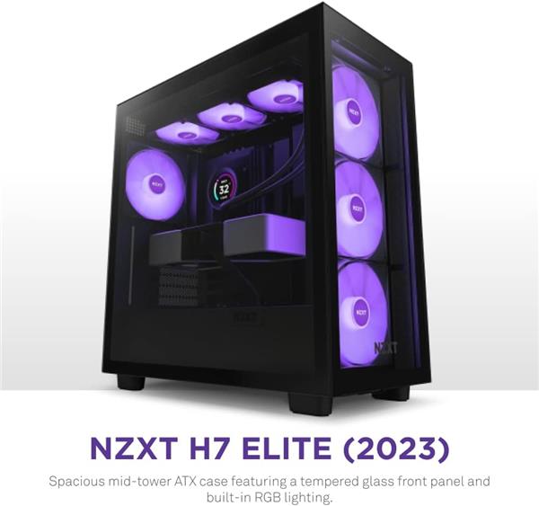 NZXT H7 (2023 Edition) Elite Mid-Tower ATX Case - Black