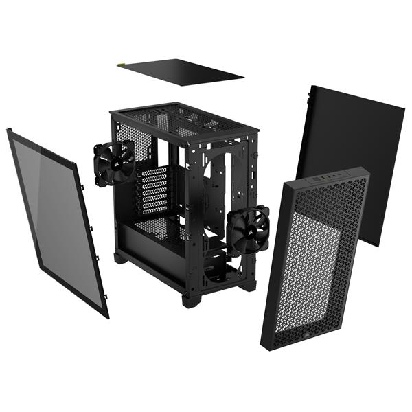 CORSAIR 3000D Tempered Glass Mid-Tower, Black, 2x SP120 ELITE Fans