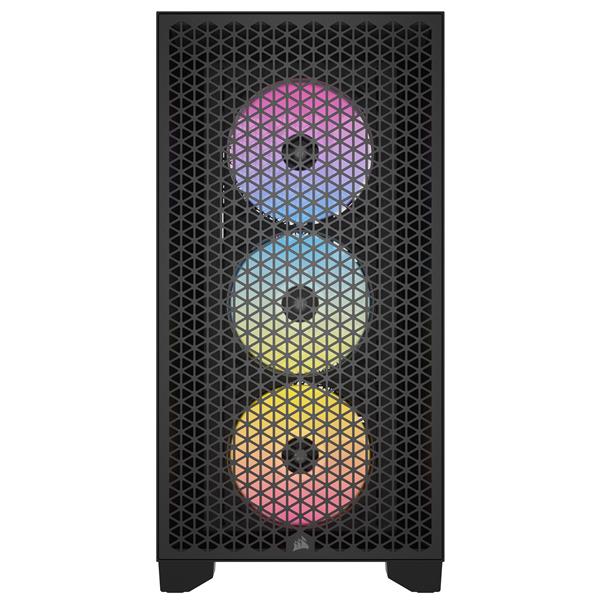 CORSAIR 3000D RGB Tempered Glass Mid-Tower, Black, 3x AR120 RGB Fans(Open Box)