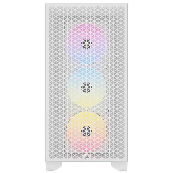 CORSAIR 3000D RGB Tempered Glass Mid-Tower, White, 3x AR120 RGB Fans