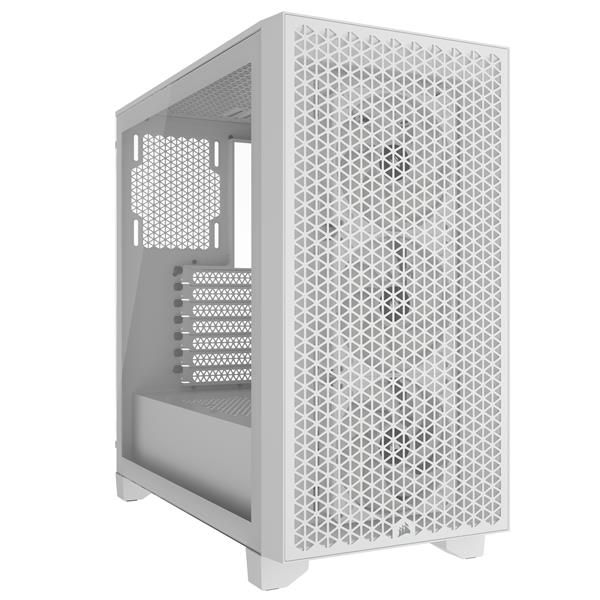 CORSAIR 3000D RGB Tempered Glass Mid-Tower, White, 3x AR120 RGB Fans(Open Box)