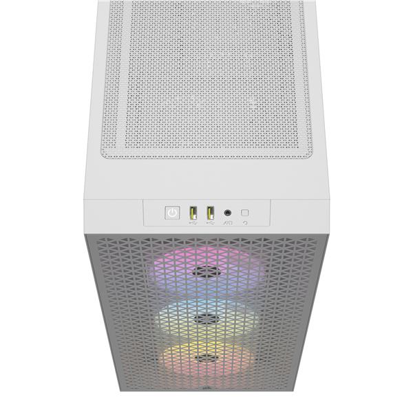 CORSAIR 3000D RGB Tempered Glass Mid-Tower, White, 3x AR120 RGB Fans(Open Box)