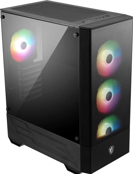 MSI MAG FORGE 112R Mid-Tower Case for up to ATX Motherboards, Tempered Glass, Front Mesh Panel, 4 x 120mm ARGB fans with Hub Controller, Magnetic Dust Filter, USB 3.2 Gen 1 Type-A Ports