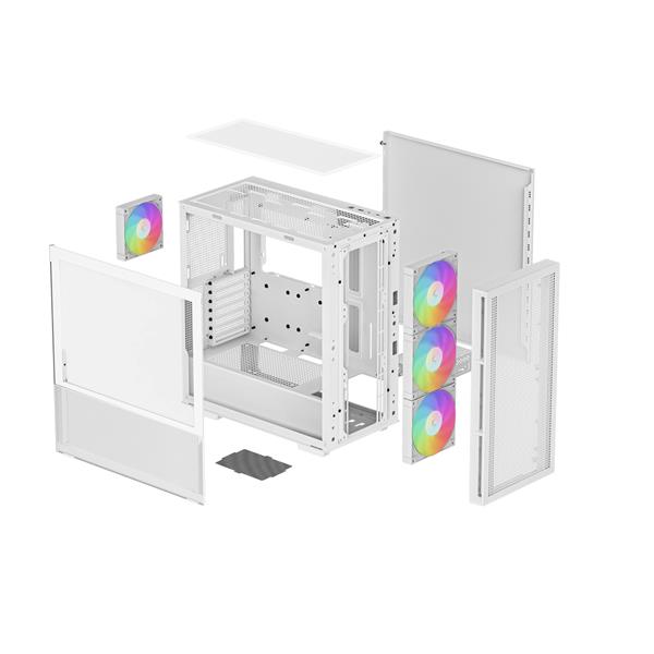 DeepCool CH560 ATX Airflow case, 3x Pre-Installed 140mm ARGB Fans, White